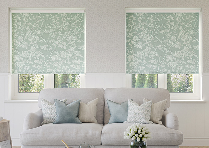 Cherry Blossom, Pastel Green - Roller Blind - Image 3